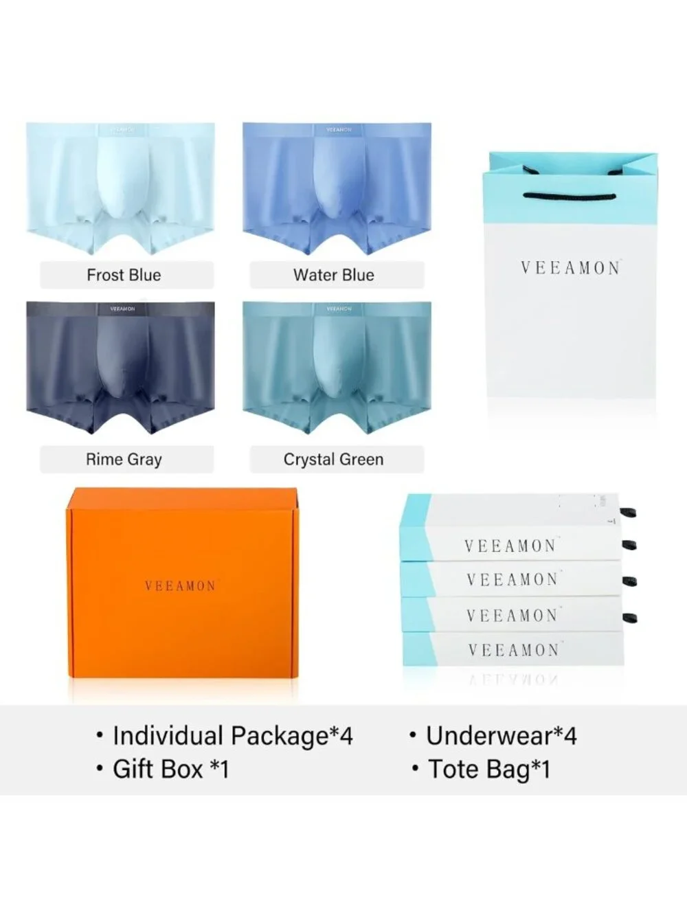Men's Ice Silk Boxer Briefs 4-Pack | Soft, Comfortable Cotton Modal Trunks